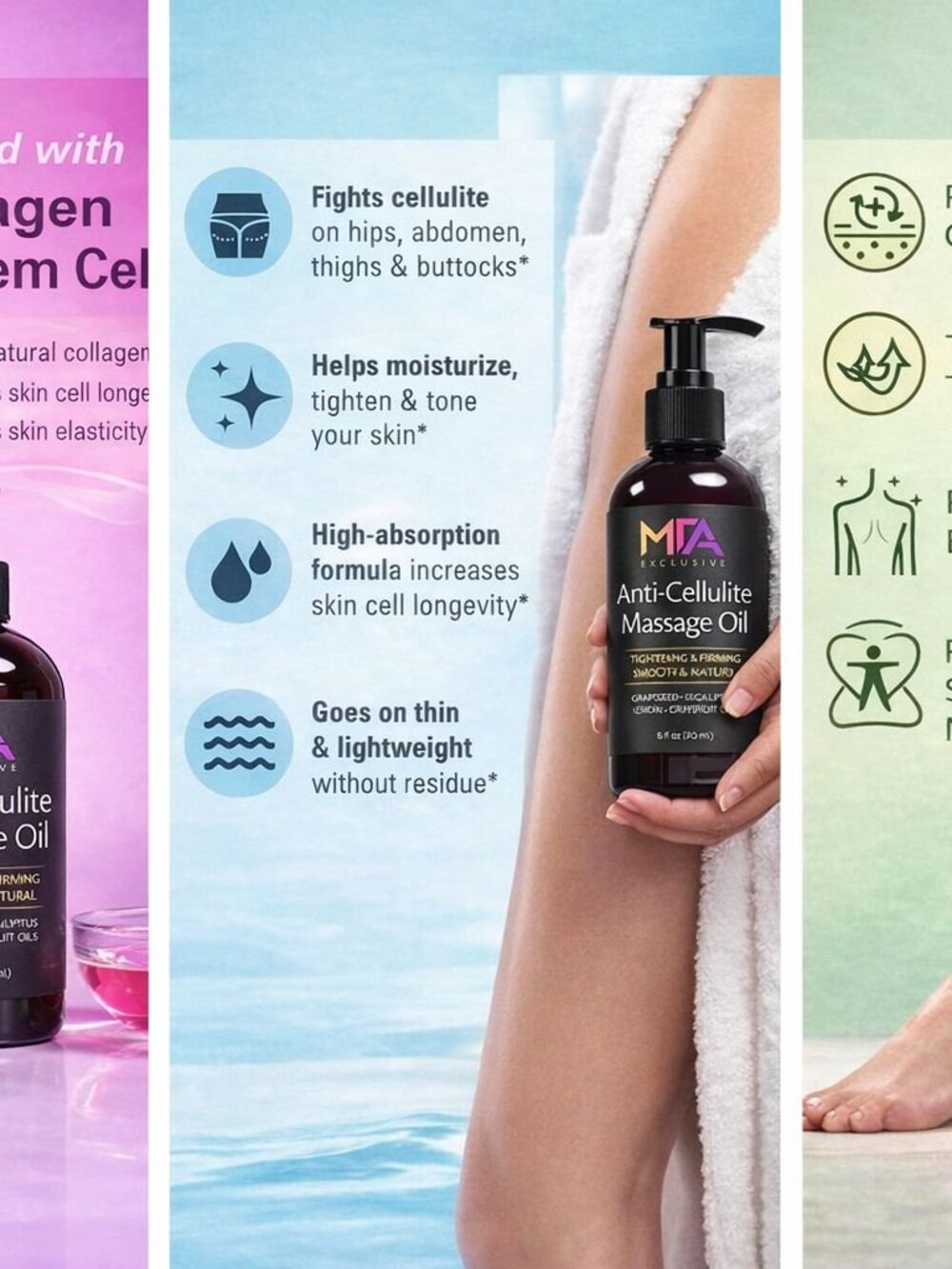 MFA Exclusive Anti-Cellulite Massage Oil 8oz | Firming & Tightening Body Oil - Picture 4 of 8